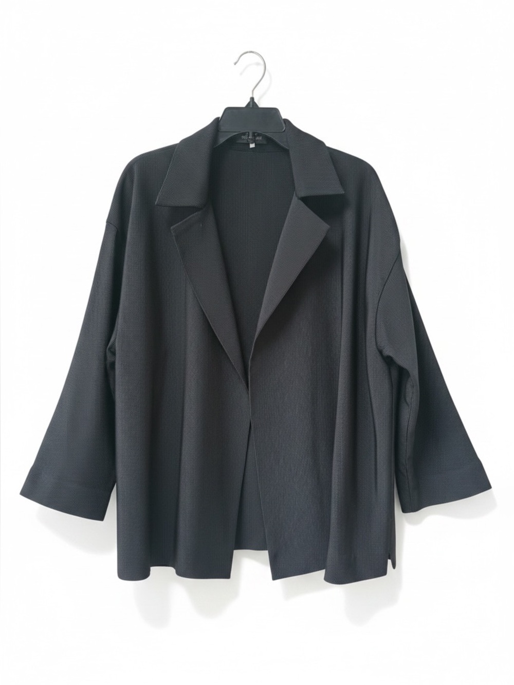 eskandar Black Open-Front Textured Jacket Blazer
